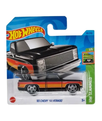 Mașinuță Hot Wheels Chevy Silverado '83, machetă auto, negru, 1:64