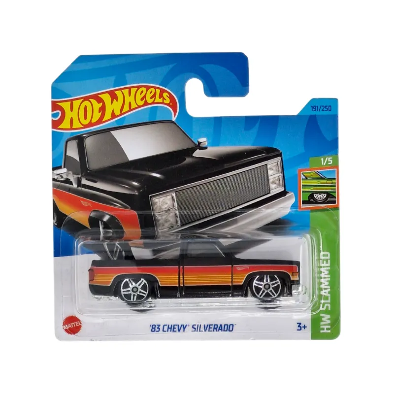Mașinuță Hot Wheels Chevy Silverado '83, machetă auto, negru, 1:64 Mașinuță Hot Wheels Chevy Silverado '83, machetă auto, negru, 1:64