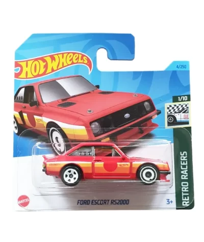 Mașinuță Hot Wheels Ford Escort RS2000, machetă auto, roșu, 1:64