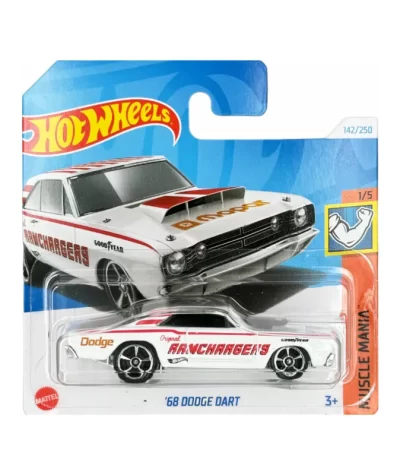 Mașinuță Hot Wheels Dodge Dart '68, machetă auto, alb, 1:64