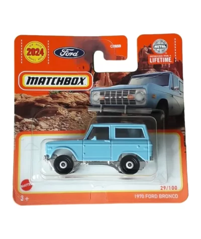 Mașinuță Matchbox Ford Bronco 1970, machetă auto, albastru, 1:64