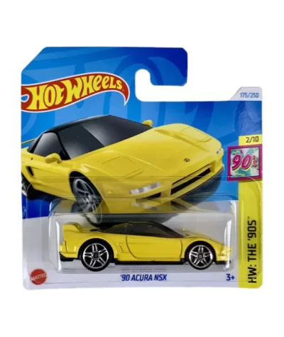 Mașinuță Hot Wheels '90 Acura NSX, machetă auto, galben, 1:64