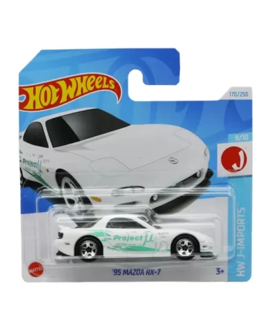 Mașinuță Hot Wheels '95 Mazda RX-7, machetă auto, alb, 1:64