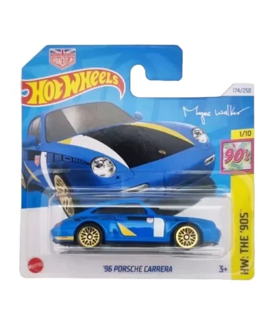 Mașinuță Hot Wheels '96 Porsche Carrera, machetă auto, albastru, 1:64