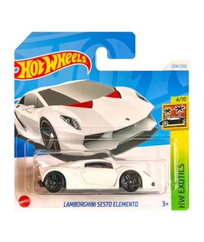 Mașinuță Hot Wheels Lamborghini Sesto Elemento, machetă auto, alb, 1:64