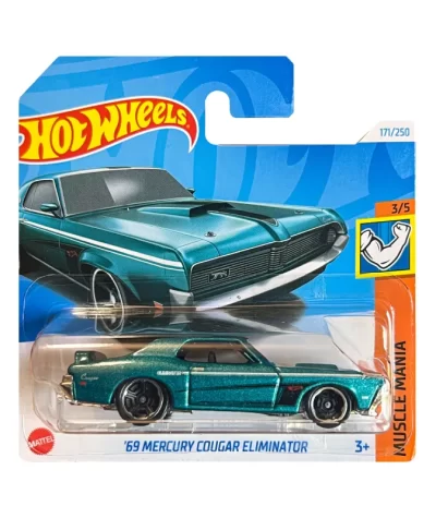 Mașinuță Hot Wheels ’69 Mercury Cougar Eliminator, machetă auto, albastru, 1:64