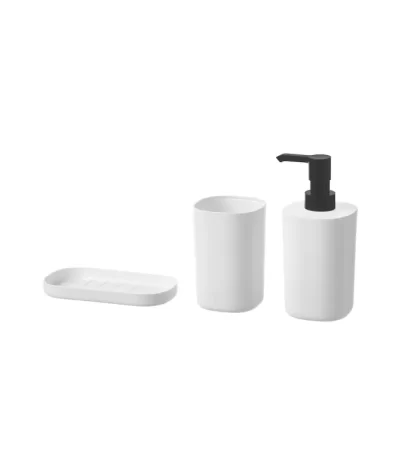 Set accesorii baie, albe, 3 piese