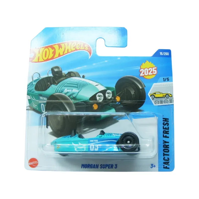 Mașinuță Hot Wheels Morgan Super 3, machetă auto, albastru, 1:64 Mașinuță Hot Wheels Morgan Super 3, machetă auto, albastru, 1:64