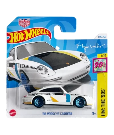 Mașinuță Hot Wheels Porsche Carrera '96, machetă auto, alb, 1:64
