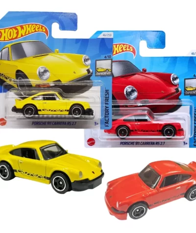 Set 2 mașinuțe Hot Wheels - Porsche 911 Carrera RS 2.7, galben și roșu, 1:64