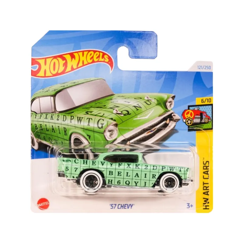 Mașinuță Hot Wheels Chevy ’57, machetă auto, verde, 1:64 Mașinuță Hot Wheels Chevy ’57, machetă auto, verde, 1:64