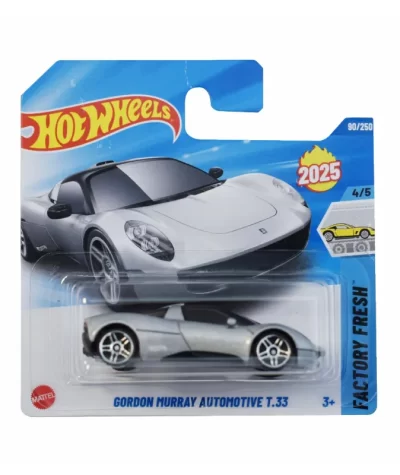 Mașinuță Hot Wheels Gordon Murray Automotive T.33, machetă auto, gri, 1:64