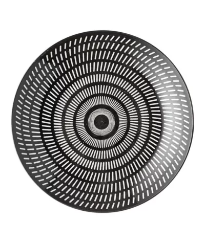 Farfurie din porțelan, neagră - întinsă, model spirală, 19 cm