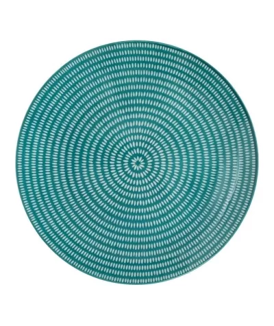 Farfurie din porțelan, verde - întinsă, model spirală, 19 cm