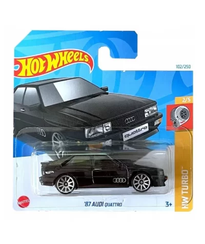 Mașinuță Hot Wheels ’87 Audi Quattro, macheta auto, negru, 1:64