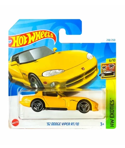 Mașinuță Hot Wheels '92 Dodge Viper RT/10, machetă auto, galben, 1:64