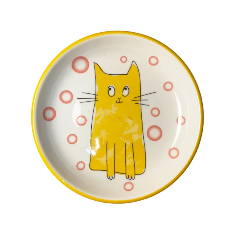 Bol mâncare pisici, din ceramică, design pisica drăguță, 12,5 cm