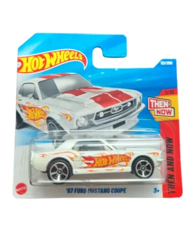 Mașinuță Hot Wheels '67 Ford Mustang Coupe, machetă auto, alb, 1:64