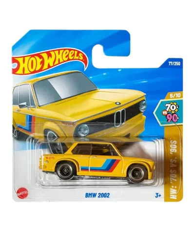 Mașinuță Hot Wheels BMW 2002 - model 2025, machetă auto, galben, 1:64