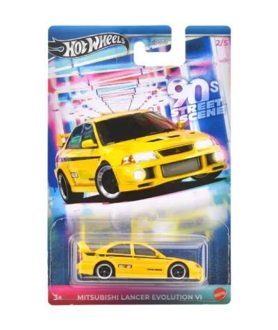 Mașinuță Hot Wheels Mitsubishi Lancer Evolution VI, machetă auto, galben, 1:64