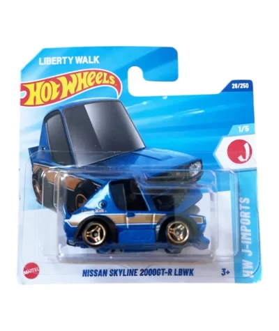 Mașinuță Hot Wheels Nissan Skyline 2000GT-R LBWK, machetă auto, albastru, 1:64