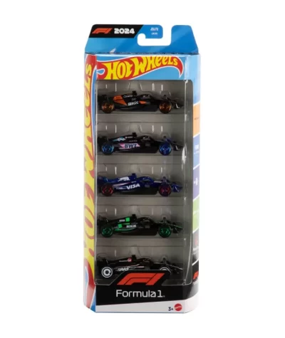 Set 5 mașinuțe Hot Wheels Formula 1, diferite modele, multicolor, 1:64