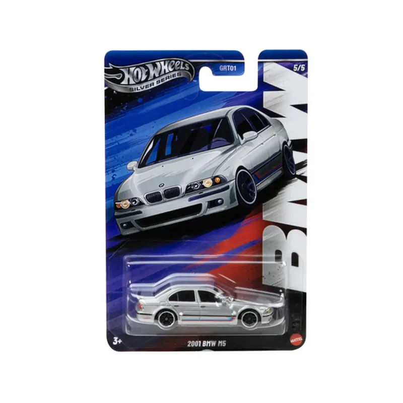 Mașinuță Hot Wheels BMW M5 2001, gri, scara 1:64 Mașinuță Hot Wheels BMW M5 2001, gri, scara 1:64