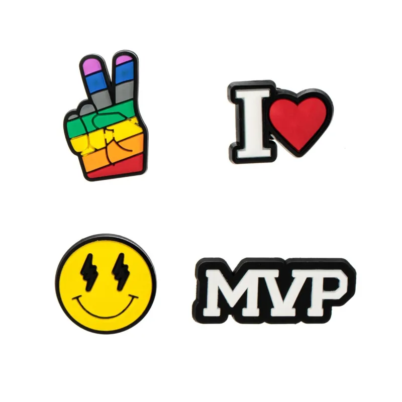 Set 4 insigne cauciucate decorative – modele Peace, Smile, I love, MVP Set 4 insigne cauciucate decorative – modele Peace, Smile, I love, MVP