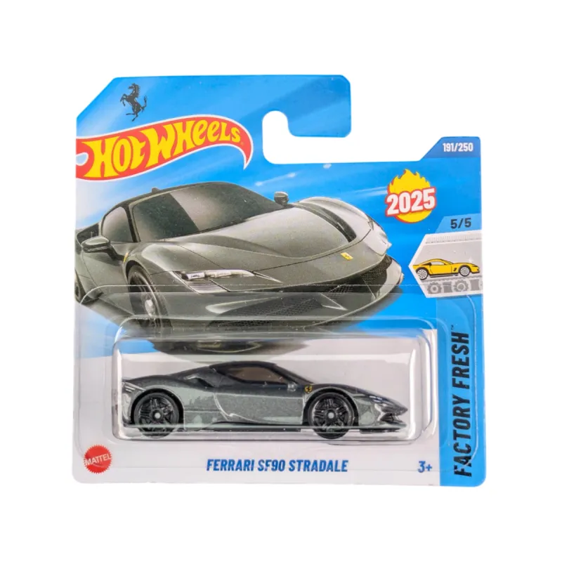 Mașinuță Hot Wheels Ferrari SF90 Stradale, gri, scara 1:64 Mașinuță Hot Wheels Ferrari SF90 Stradale, gri, scara 1:64