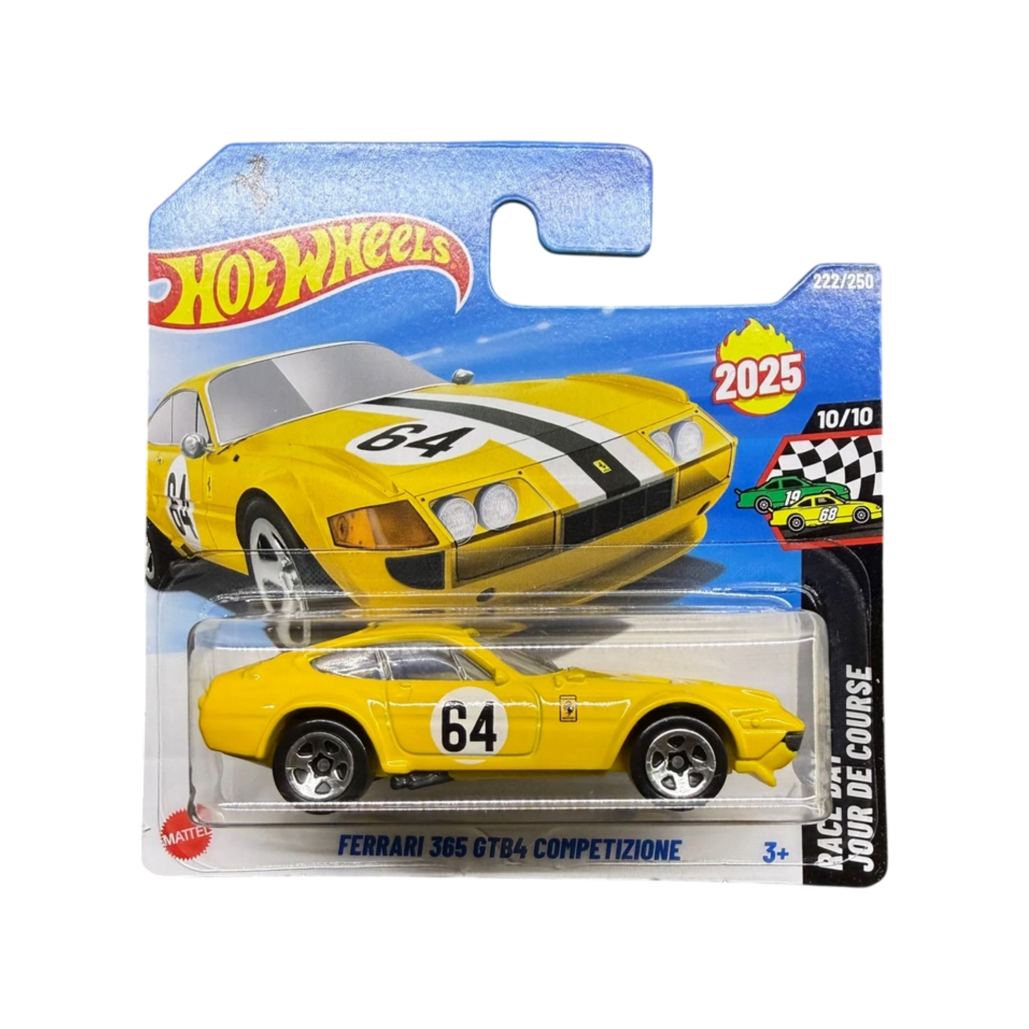 Masinuta Hot Wheels Ferrari 365 GTB4 Competizione, galben, scara 1
