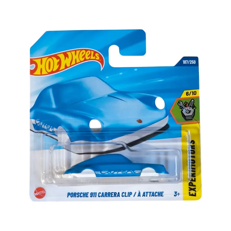 Mașinuță Hot Wheels Porsche 911 Carrera Clip, din metal, breloc, albastru - alb Mașinuță Hot Wheels Porsche 911 Carrera Clip, din metal, breloc, albastru - alb