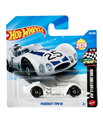 Machetă auto Hot Wheels, Maserati Tipo 61, alb, 1:64 – model 2026