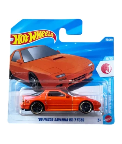 Machetă auto Hot Wheels, Mazda Savanna RX-7 FC3S '89, portocaliu, scara 1:64 – model 2026