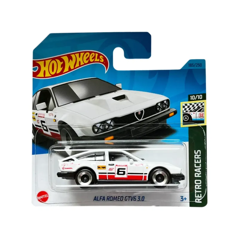 Mașinuță Hot Wheels Alfa Romeo GTV6 3.0, machetă auto, alb, 1:64