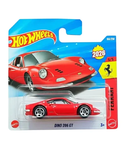 Macheta auto Hot Wheels, Ferrari Dino 206 GT, rosu, scara 1:64 Macheta auto Hot Wheels, Ferrari Dino 206 GT, rosu, scara 1:64