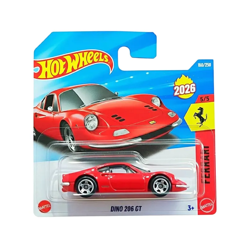 Macheta auto Hot Wheels, Ferrari Dino 206 GT, rosu, scara 1:64 Macheta auto Hot Wheels, Ferrari Dino 206 GT, rosu, scara 1:64