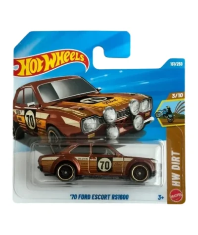 Mașinuță Hot Wheels, Ford Escort RS1600 ’70, machetă auto, maro, 1:64