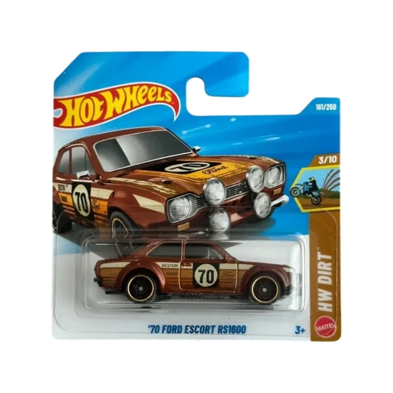Mașinuță Hot Wheels, Ford Escort RS1600 ’70, machetă auto, maro, 1:64 Mașinuță Hot Wheels, Ford Escort RS1600 ’70, machetă auto, maro, 1:64