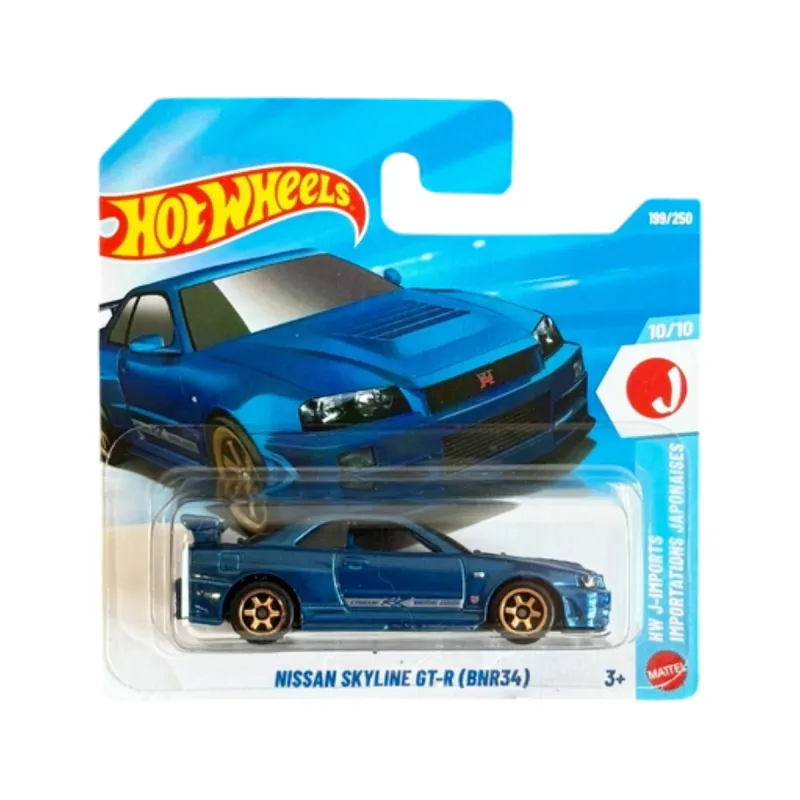 Mașinuță Hot Wheels, Nissan Skyline GT-R (BNR34), albastru, model 2026, scara 1:64 Mașinuță Hot Wheels, Nissan Skyline GT-R (BNR34), albastru, model 2026, scara 1:64