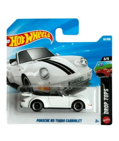 Mașinuță Hot Wheels, Porsche 911 Turbo Cabriolet, alb, model 2026, scara 1:64